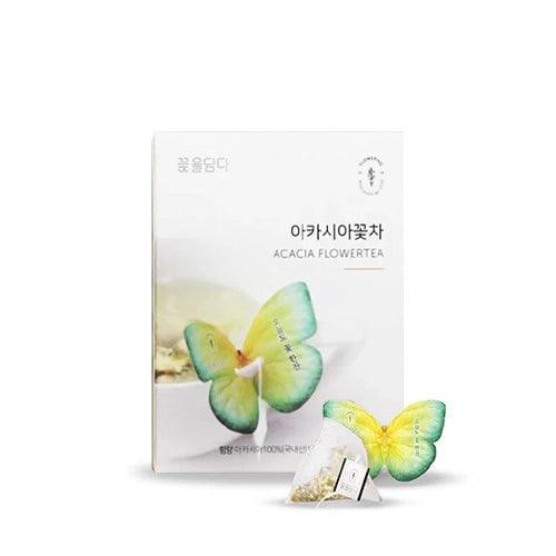 Acacia Butterfly Teabag box with a butterfly design, showcasing the elegant and whimsical tea packaging.