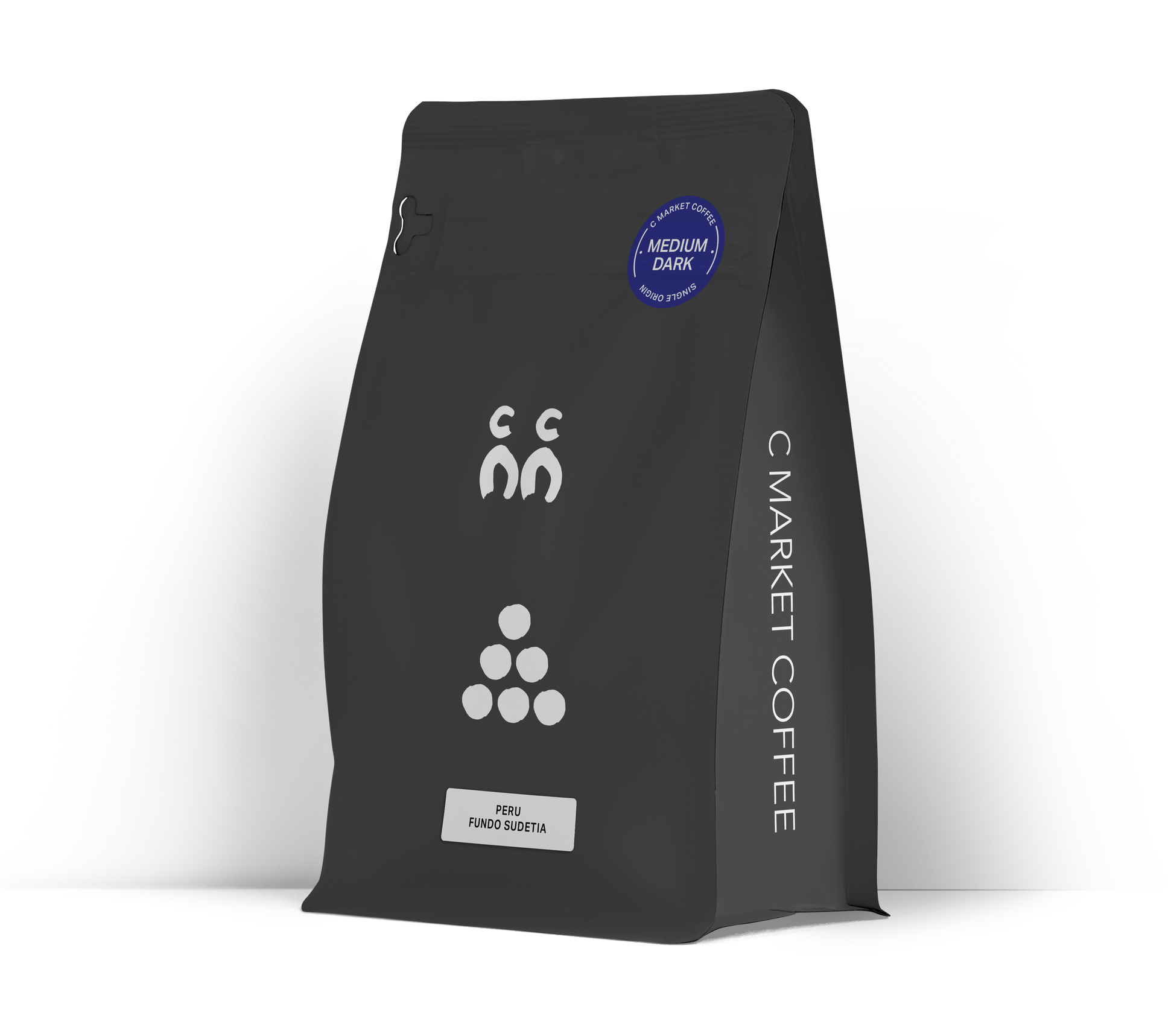 Peru Fundo Sudetia medium dark specialty coffee beans with almond caramel and graham cookie notes